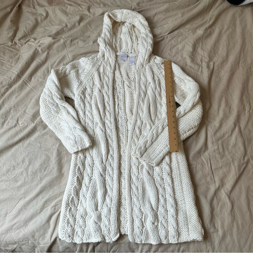 Mary Jane By Marcasiano Cable Knit Hooded Long Sleeve Cardigan